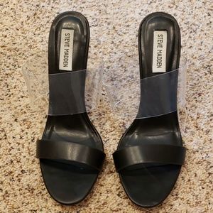Steve madden black and clear heeled sandal